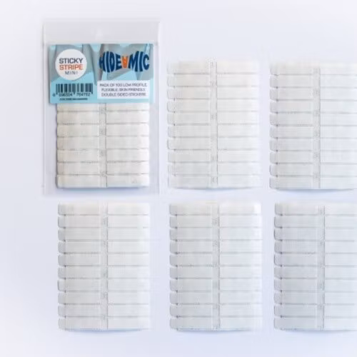 Hide-a-mic Sticky Stripe mini, 100 double sided sticky strips 7mm x 23 mm