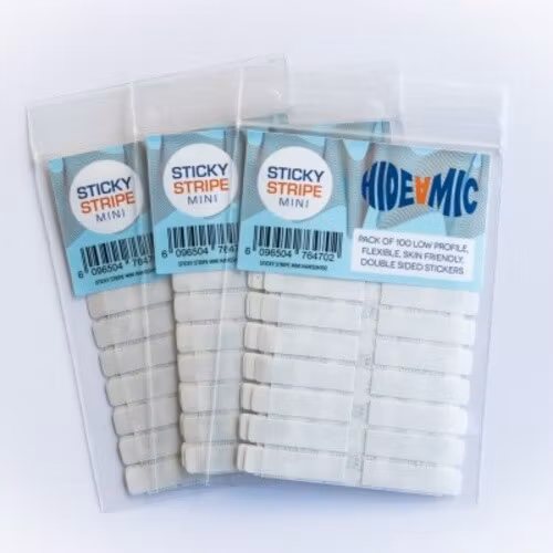 Hide-a-mic Sticky Stripe mini, 100 double sided sticky strips 7mm x 23 mm