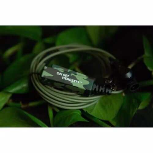 On Set Headsets Green Camo for Motorola, Kevlar reinforced cable assembly, H2O resistant mic, Medical grade (hypoallergenic) silica. The FilmPro is a High Quality Walkie Talkie Headset. Built to take 