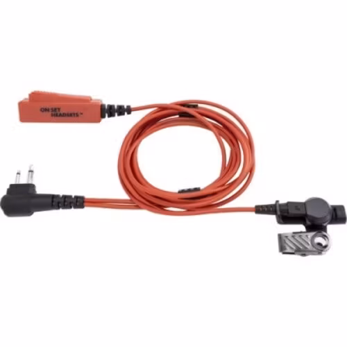 On Set Headsets RED Dragon for Motorola, Kevlar reinforced cable assembly, H2O resistant mic, Medical grade (hypoallergenic) silica. The FilmPro is a High Quality Walkie Talkie Headset. Built to take 