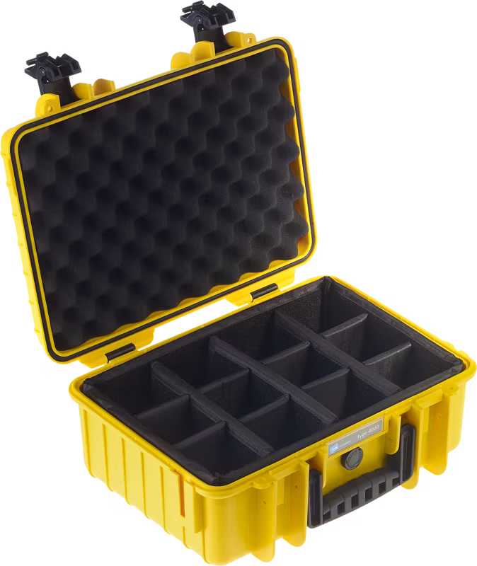 B&W Outdoor Cases Type 4000 Gul (m. avdelare)