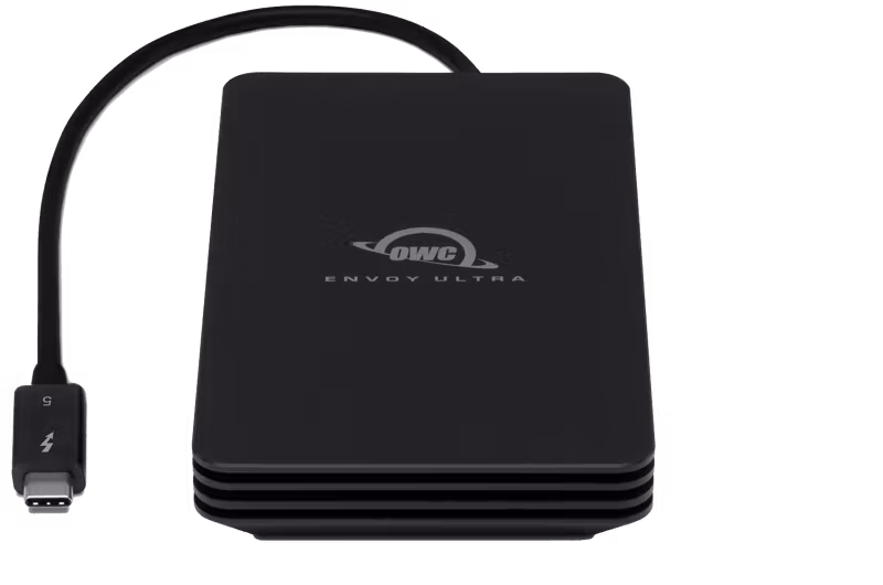 OWC Envoy Ultra Thunderbolt 5 with data rates over 6000MB/s on TB5, 4.0TB