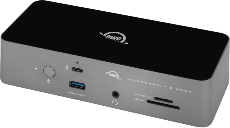 OWC 11-Port Thunderbolt 5 Dock, 2.5GB Net (4xTB5/3x USB A/1xEth/1xAudio/2xSD reader)