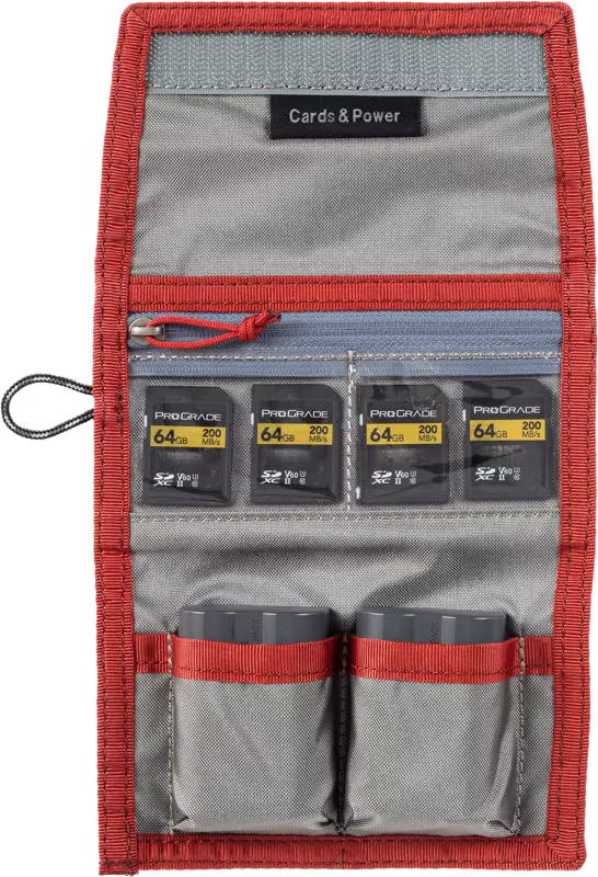 Think Tank Cards & Power Wallet (holds 2 CF/CFexpre or 4 SD/micro SD & 2 Batteries) Chili Pepper Red