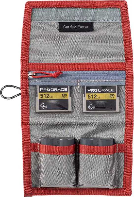 Think Tank Cards & Power Wallet (holds 2 CF/CFexpre or 4 SD/micro SD & 2 Batteries) Chili Pepper Red