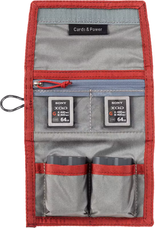 Think Tank Cards & Power Wallet (holds 2 CF/CFexpre or 4 SD/micro SD & 2 Batteries) Chili Pepper Red