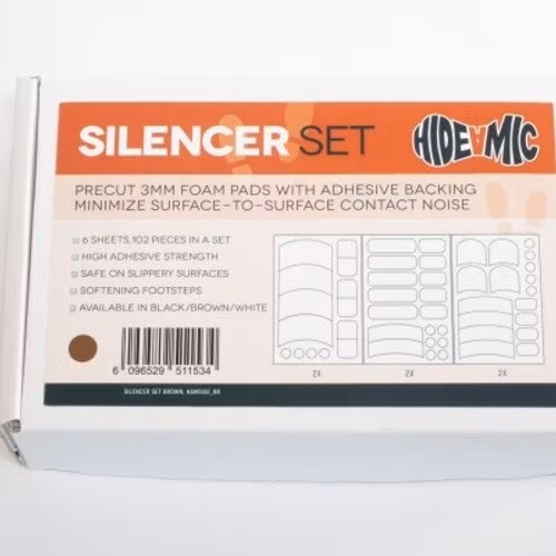 Silencer Set, precut foam pads with adhesive backing, BROWN