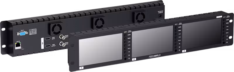 Feelworld Monitor FRM501G Triple 5.5 inch 2RU rackmount