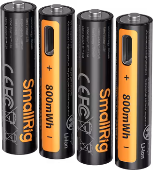 SmallRig 5769 Rechargeable Lithium Battery AAA (470mAh) with USB-C (4pcs)