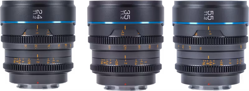 Sirui Cine Lens Nightwalker S35 Kit 24/35/55mm T1.2 MFT-Mount Metal Grey