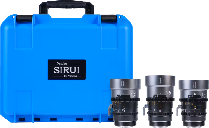 SIRUI IronStar T1.9 1.5x Anamorphic Full Frame Cine Lenses 3-lens Kit (75/100/135) Neutral