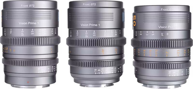Sirui Vision Prime 1 Series T1.4 Full Frame Cine Lens Kit with 24mm/35mm/50mm Native E Mount, Metal