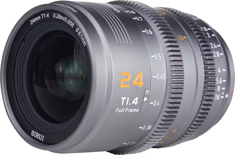 SIRUI Vision Prime 1 Series 24mm T1.4 Full Frame Cine Lens, Multi-Mount, Metal Gray