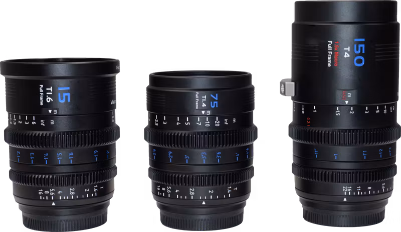 SIRUI Vision Prime 1 Series Full Frame Cine Lenses 15mm&75mm&150mm, Multi-Mount, Black