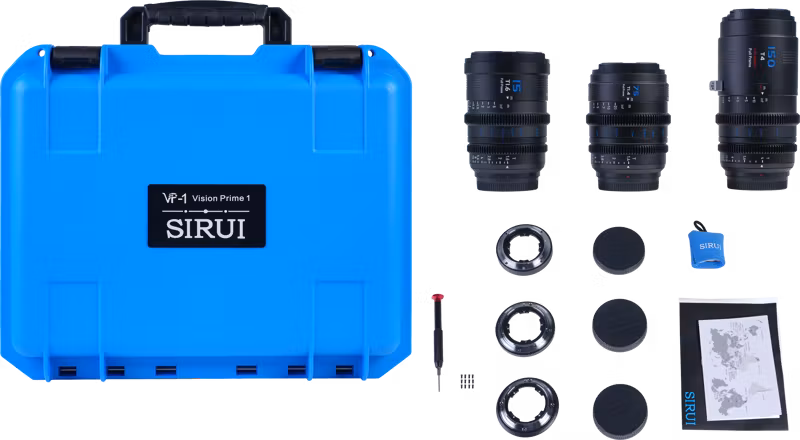 SIRUI Vision Prime 1 Series Full Frame Cine Lenses 15mm&75mm&150mm, Multi-Mount, Black