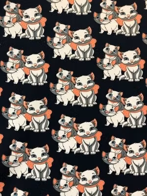 Gulliga Katter på mörkt Bomullsjersey