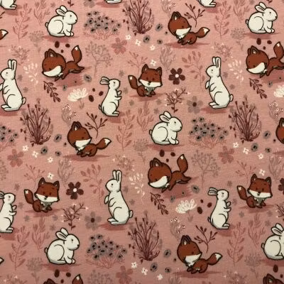 Kaniner och rävar rosa Bomullsjersey