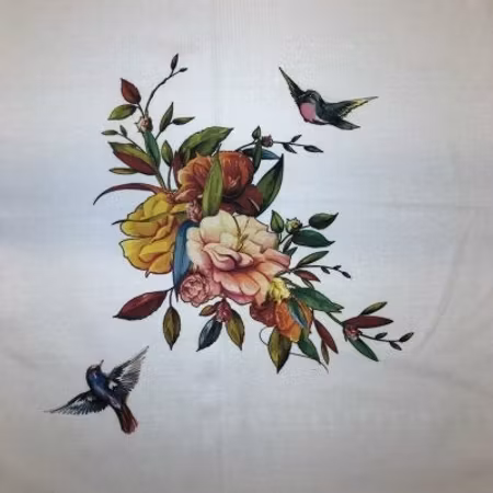Panel blommor kolibri Bomullsjersey
