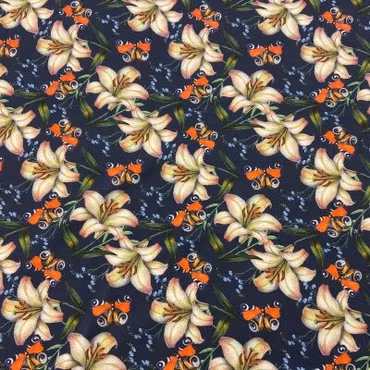 Lilja påfågelfjäril bomullsjersey