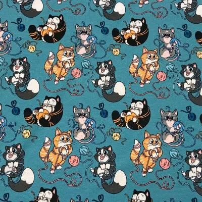 Trasselkatter på petrol bomullsjersey