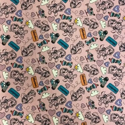 Paw Patrol på ljusrosa, licensskyddad, Bomullsjersey