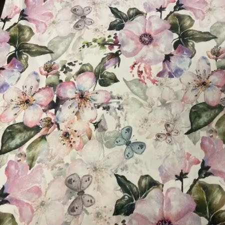 FÖRHANDSBOKNING- Äppelblommor med fjärilar Bomullsjersey