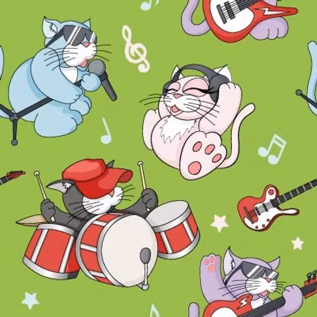 FÖRHANDSBOKNING- Cat jazz, grön Bomullsjersey
