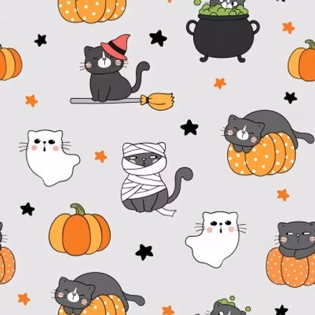 FÖRHANDSBOKNING- Halloweenkatter Bomullsjersey