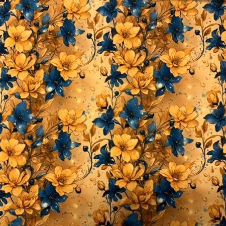 Blågula blommor, bomullsjersey