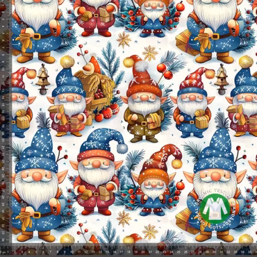 Tomtenissar med vit bakgrund, bomullsjersey