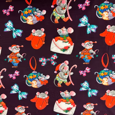 Julmöss på svart bomullsjersey