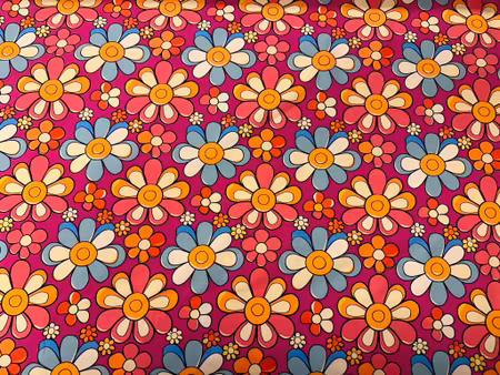 Blommor på rosa botten, bomullsjersey