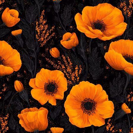 FÖRHANDSBOKNING-Orange blomprakt bomullsjersey