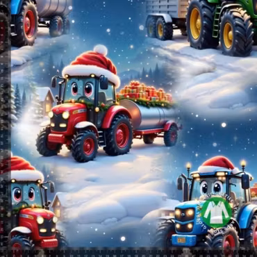 Söta jultraktorer, bomullsjersey