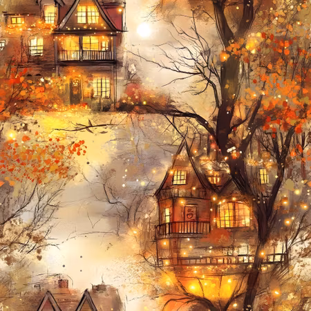 Drömhus, bomullsjersey , finns 1 meter och 2 meter