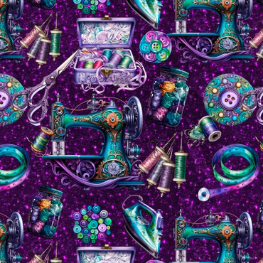 Sytok, lila bakgrund, bomullsjersey