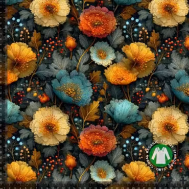 Krysantemum och Ringblomma, bomullsjersey