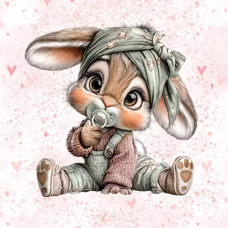 Panel Söt kanin, French Terry