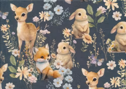 T6663 Joggingtyg Söta djurungar mörkblå (5 m)