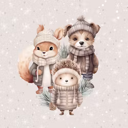 T6782 Joggingtyg Mysiga vinterdjur (40 x 50 cm) 5-pack