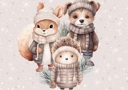 T6782 Joggingtyg Mysiga vinterdjur (40 x 50 cm) 5-pack