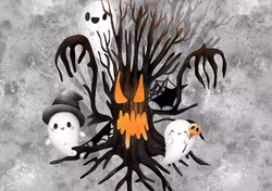 T6761 Joggingtyg Söta spöken och träd (40 x 50 cm) 5-pack