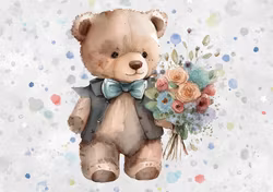 T6730 Joggingtyg Björn med bukett (40 x 50 cm) 5-pack