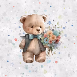 T6730 Joggingtyg Björn med bukett (40 x 50 cm) 5-pack