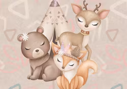 T6725 Joggingtyg Skogsvänner brun (40 x 50 cm) 5-pack