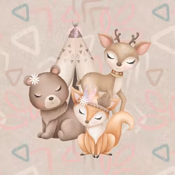 T6725 Joggingtyg Skogsvänner brun (40 x 50 cm) 5-pack