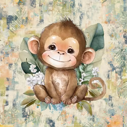 T6711 Joggingtyg Glad apa (40 x 50 cm) 5-pack