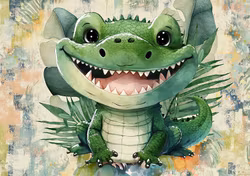 T6709 Joggingtyg Glad krokodil (40 x 50 cm) 5-pack