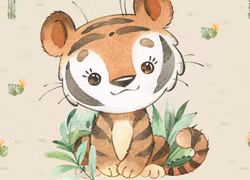 T6671 Joggingtyg Söt tiger (40 x 50 cm) 5-pack