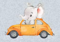 T6619 Joggingtyg Elefant i bil (40 x 50 cm) 5-pack